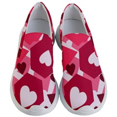 Pink Hearts Pattern Love Shape Women s Lightweight Slip Ons by Bajindul