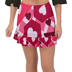 Pink Hearts Pattern Love Shape Fishtail Mini Chiffon Skirt by Bajindul