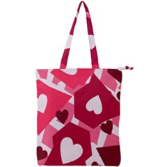 Pink Hearts Pattern Love Shape Double Zip Up Tote Bag by Bajindul