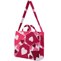 Pink Hearts Pattern Love Shape Square Shoulder Tote Bag by Bajindul