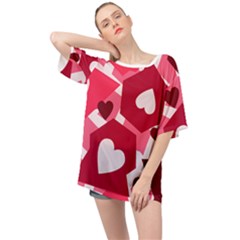 Pink Hearts Pattern Love Shape Oversized Chiffon Top by Bajindul