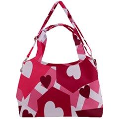 Pink Hearts Pattern Love Shape Double Compartment Shoulder Bag by Bajindul