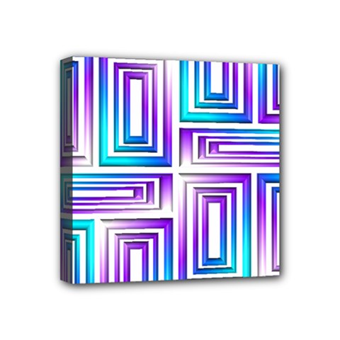 Geometric Metallic Aqua Purple Mini Canvas 4  X 4  (stretched)