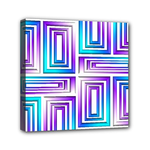 Geometric Metallic Aqua Purple Mini Canvas 6  X 6  (stretched)