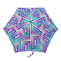 Geometric Metallic Aqua Purple Mini Folding Umbrellas by HermanTelo