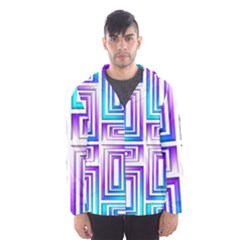 Geometric Metallic Aqua Purple Men s Hooded Windbreaker by HermanTelo