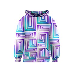 Geometric Metallic Aqua Purple Kids  Pullover Hoodie by HermanTelo