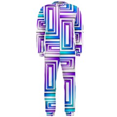 Geometric Metallic Aqua Purple Onepiece Jumpsuit (men) 