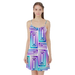 Geometric Metallic Aqua Purple Satin Night Slip by HermanTelo