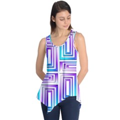 Geometric Metallic Aqua Purple Sleeveless Tunic by HermanTelo