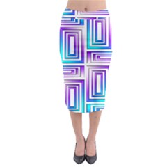 Geometric Metallic Aqua Purple Midi Pencil Skirt