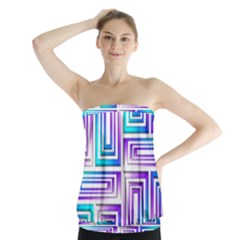 Geometric Metallic Aqua Purple Strapless Top by HermanTelo