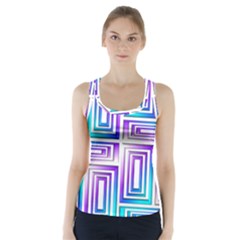 Geometric Metallic Aqua Purple Racer Back Sports Top by HermanTelo