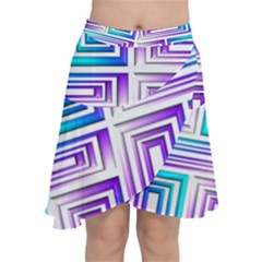 Geometric Metallic Aqua Purple Chiffon Wrap Front Skirt