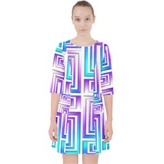 Geometric Metallic Aqua Purple Pocket Dress