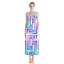 Geometric Metallic Aqua Purple Button Up Chiffon Maxi Dress View1