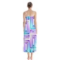 Geometric Metallic Aqua Purple Button Up Chiffon Maxi Dress View2