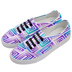 Geometric Metallic Aqua Purple Women s Classic Low Top Sneakers