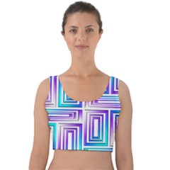 Geometric Metallic Aqua Purple Velvet Crop Top