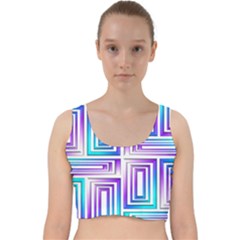 Geometric Metallic Aqua Purple Velvet Racer Back Crop Top by HermanTelo