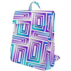 Geometric Metallic Aqua Purple Flap Top Backpack