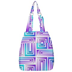 Geometric Metallic Aqua Purple Center Zip Backpack