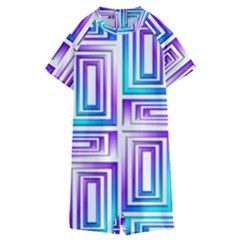 Geometric Metallic Aqua Purple Kids  Boyleg Half Suit Swimwear