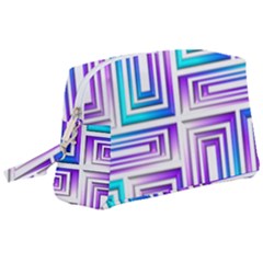 Geometric Metallic Aqua Purple Wristlet Pouch Bag (large)