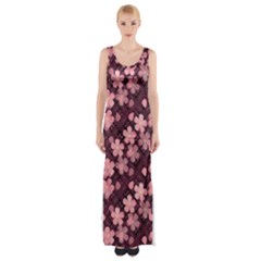 Cherry Blossoms Japanese Maxi Thigh Split Dress