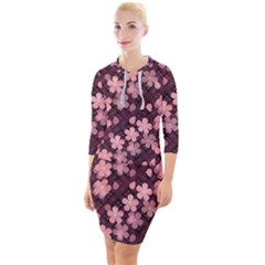 Cherry Blossoms Japanese Quarter Sleeve Hood Bodycon Dress