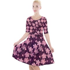 Cherry Blossoms Japanese Quarter Sleeve A-line Dress by HermanTelo