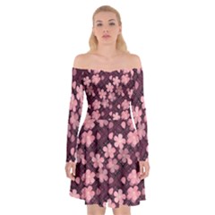 Cherry Blossoms Japanese Off Shoulder Skater Dress