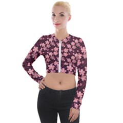 Cherry Blossoms Japanese Long Sleeve Cropped Velvet Jacket