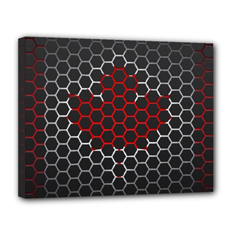 Canada Flag Hexagon Canvas 14  X 11  (stretched) by HermanTelo