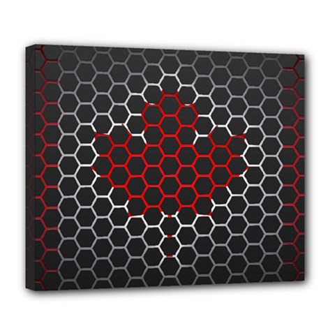 Canada Flag Hexagon Deluxe Canvas 24  X 20  (stretched)