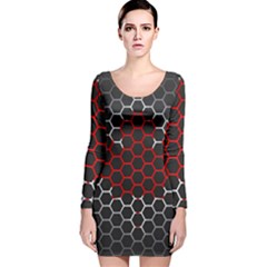 Canada Flag Hexagon Long Sleeve Velvet Bodycon Dress by HermanTelo