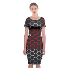 Canada Flag Hexagon Classic Short Sleeve Midi Dress by HermanTelo