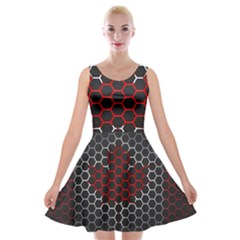 Canada Flag Hexagon Velvet Skater Dress by HermanTelo