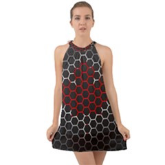 Canada Flag Hexagon Halter Tie Back Chiffon Dress by HermanTelo