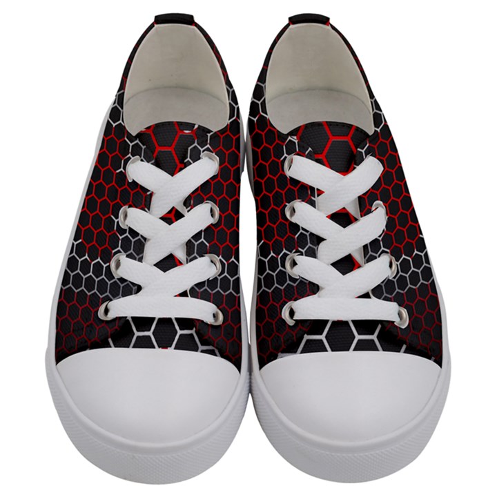 Canada Flag Hexagon Kids  Low Top Canvas Sneakers