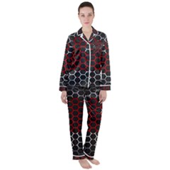 Canada Flag Hexagon Satin Long Sleeve Pyjamas Set by HermanTelo