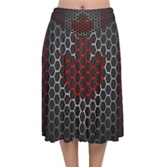 Canada Flag Hexagon Velvet Flared Midi Skirt by HermanTelo