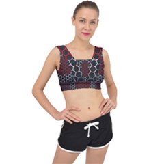 Canada Flag Hexagon V-back Sports Bra