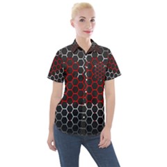 Canada Flag Hexagon Women s Short Sleeve Pocket Shirt