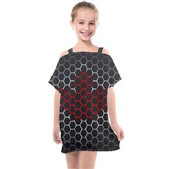 Canada Flag Hexagon Kids  One Piece Chiffon Dress by HermanTelo