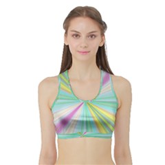 Background Burst Abstract Color Sports Bra With Border