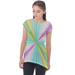 Background Burst Abstract Color Cap Sleeve High Low Top