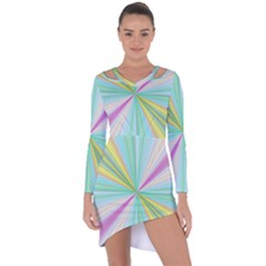 Background Burst Abstract Color Asymmetric Cut-out Shift Dress