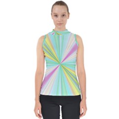 Background Burst Abstract Color Mock Neck Shell Top