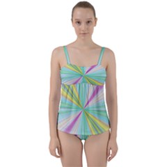 Background Burst Abstract Color Twist Front Tankini Set by HermanTelo